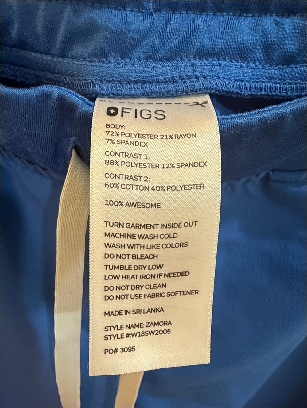 Figs Women's Zamora Royal Blue Drawstring Jogger Pants XL - Picture 2 of 4